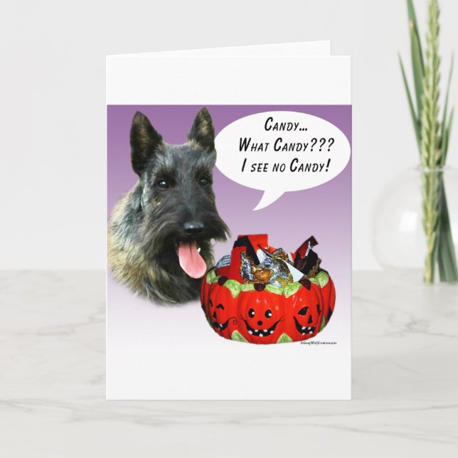 Tarjeta Candía de Halloween de ScottishTerrier (Anverso)
