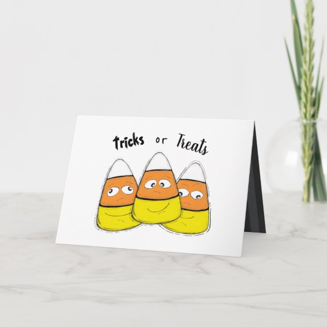 Tarjeta Candía de maíz Halloween sonriente (Anverso)