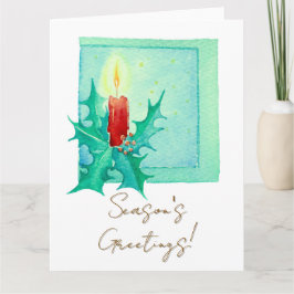 Tarjeta Candle and holly Christmas Card