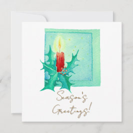 Tarjeta Candle and holly Christmas Card