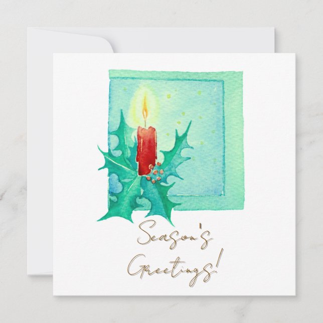 Tarjeta Candle and holly Christmas Card (Anverso)