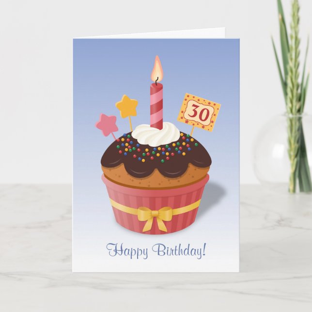 Tarjeta Candle Cupcake Cumpleaños Edad Personalizado (Anverso)