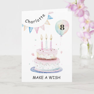 Tarjeta Candles and Cake Make a Wish Rainbow Birthday