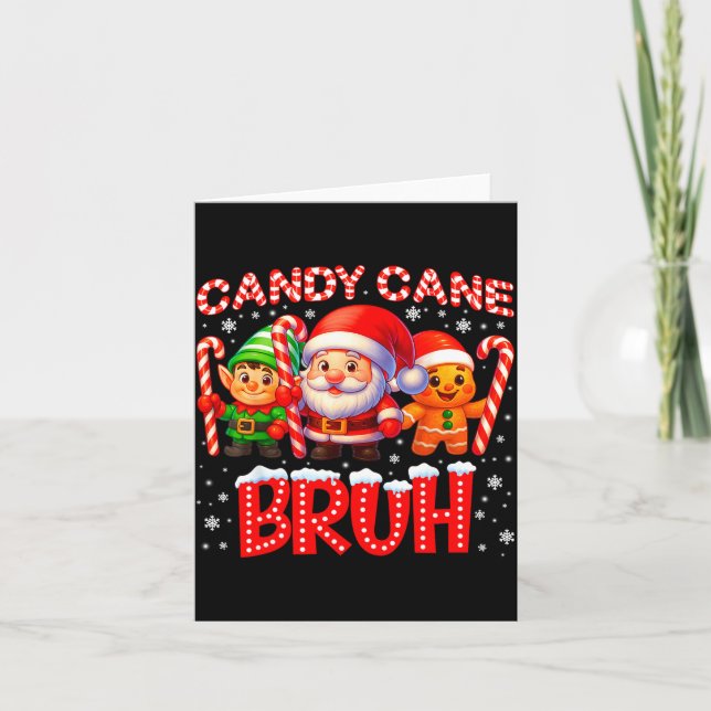 Tarjeta Candy Cane Bruh Cute Santa Elf Christmas Xmas Boy  (Anverso)