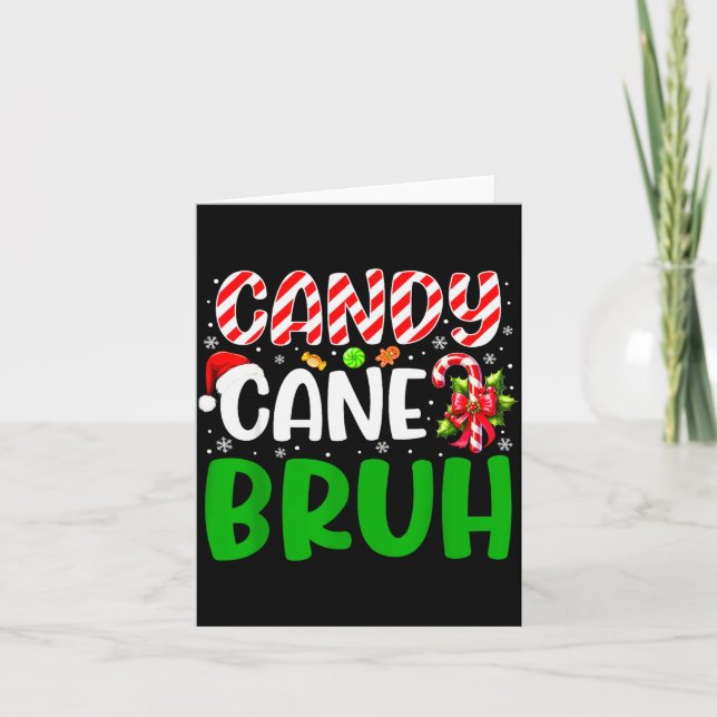 Tarjeta Candy Cane Bruh Funny Christmas Family Matching Xm (Anverso)