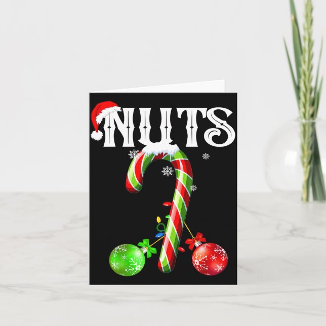 Tarjeta Candy Cane Chest Nuts Couples Funny Chestnuts Xmas (Anverso)