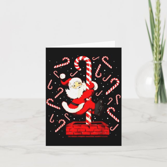 Tarjeta Candy Cane Christmas Santa Funny Lights Xmas Men W (Anverso)