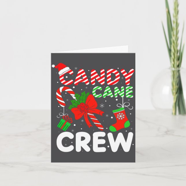 Tarjeta Candy Cane Crew Christmas Funny Xmas Matching Fami (Anverso)