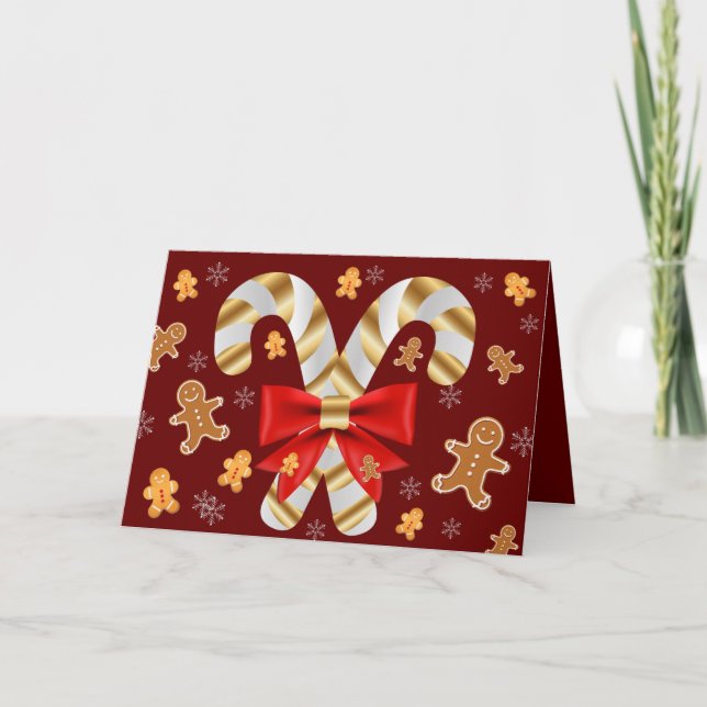 Tarjeta Candy Cane Gingerbread Man (Anverso)