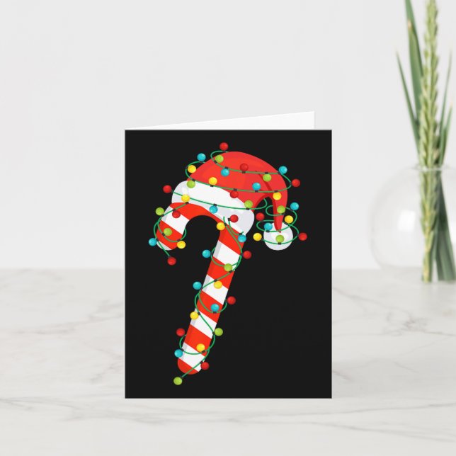 Tarjeta Candy Cane Merry Y Navidades Brillantes Encienden  (Anverso)