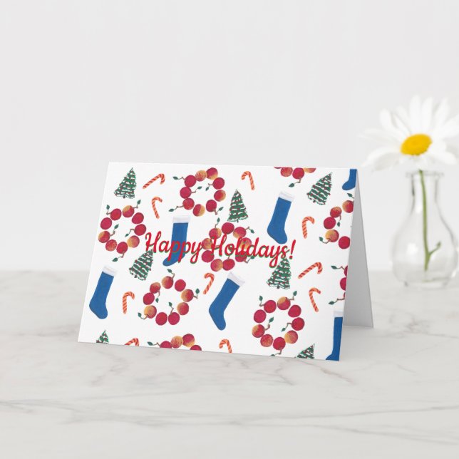 Tarjeta Candy Canes Apple Wreathes Navidades Stockings (Planta pequeña)