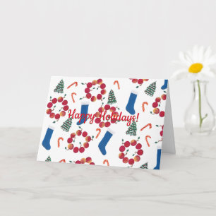 Tarjeta Candy Canes Apple Wreathes Navidades Stockings