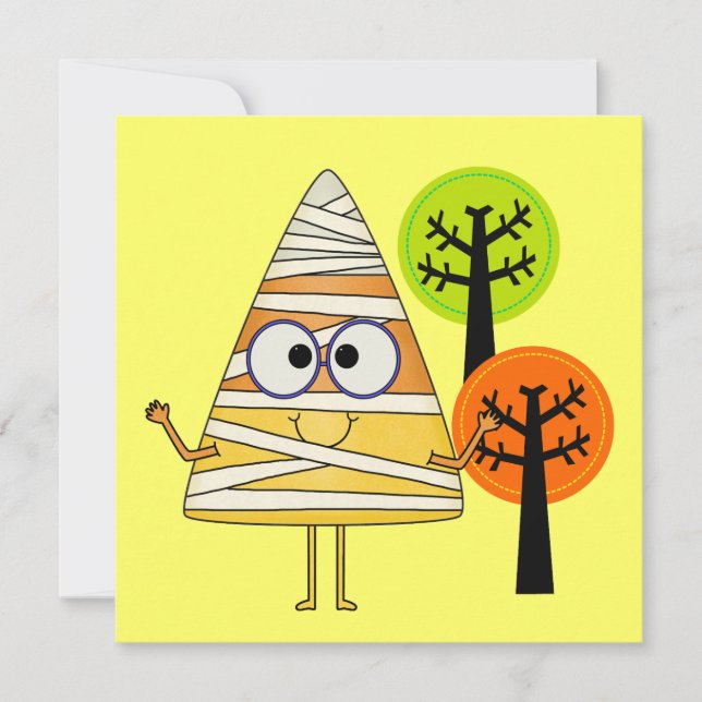 Tarjeta Candy Corn Mummy Halloween (Anverso)
