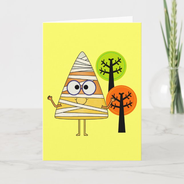 Tarjeta Candy Corn Mummy Halloween (Anverso)