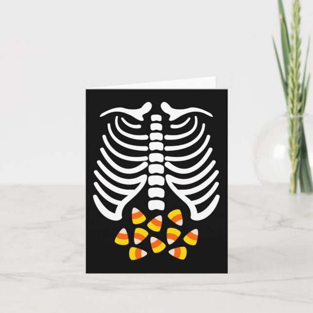 Tarjeta Candy Corn Skeleton Cage Halloween Costume (Anverso)