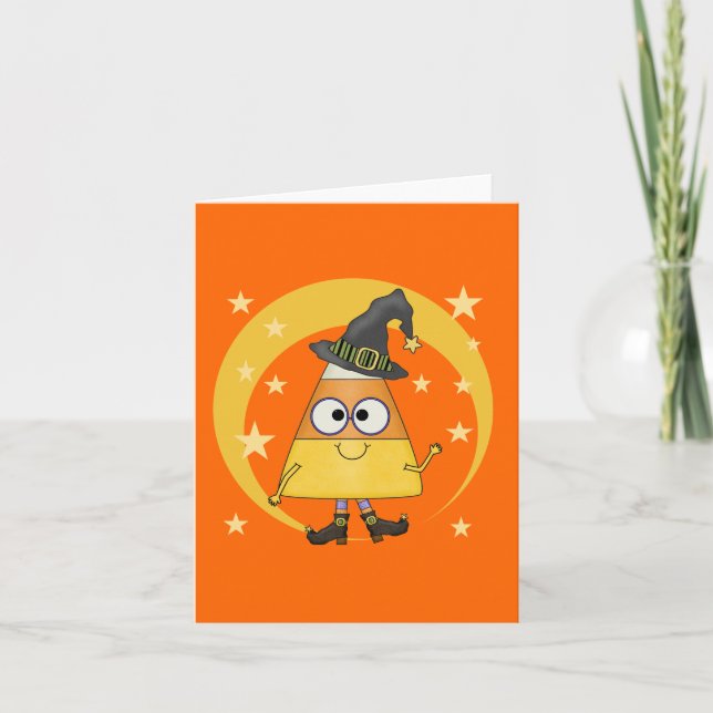 Tarjeta Candy Corn Witch Halloween (Anverso)
