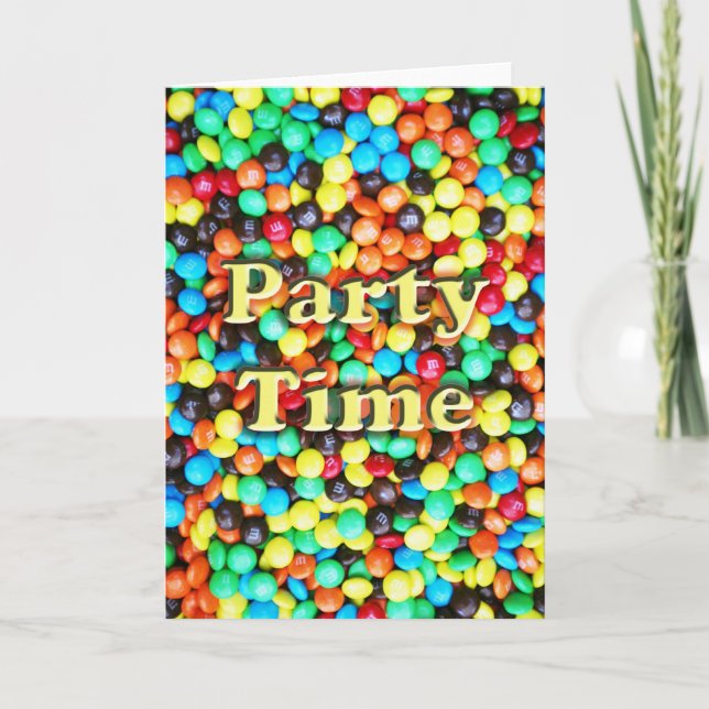 Tarjeta Candy-M&Ms-fiesta time-v-26 (Anverso)