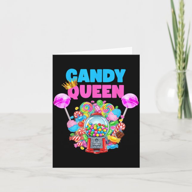 Tarjeta Candy Queen Shirt Funny Lollip Candy Lover Humor  (Anverso)