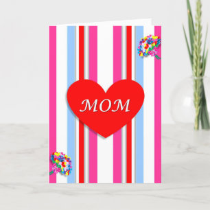 Tarjeta Candy Stripe Red Heart Mother's Day