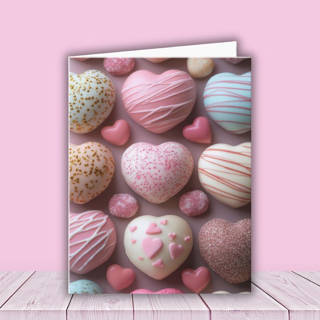 Tarjeta Candys Valentine, con forma de corazón rosado (Subido por el creador)