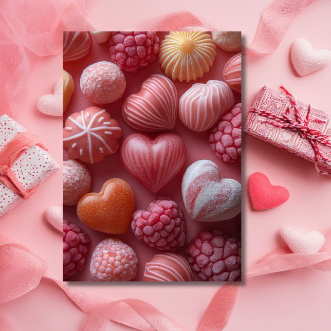 Tarjeta Candys Valentine, con forma de corazón rosado (Subido por el creador)