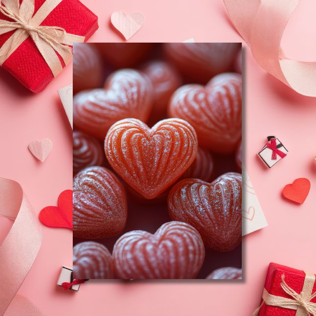 Tarjeta Candys Valentine, con forma de corazón rosado (Subido por el creador)
