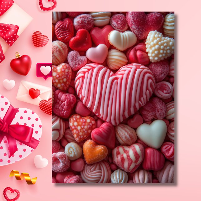 Tarjeta Candys Valentine, con forma de corazón rosado (Subido por el creador)