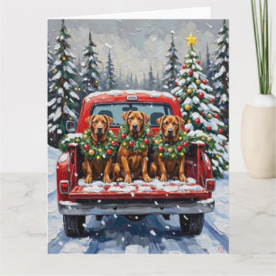 Tarjeta Cane Corso Camioneta Roja Navidad Fiesta
