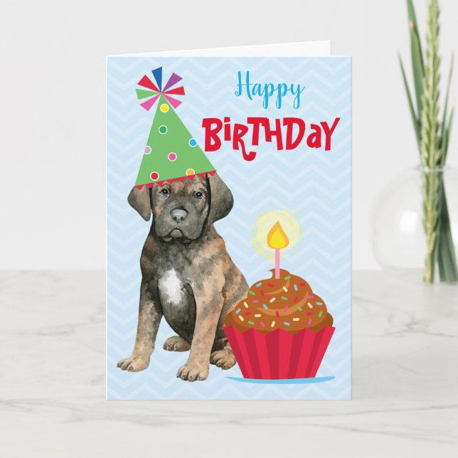 Tarjeta Cane Corso de Torta de Cumpleaños (Anverso)