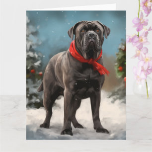 Tarjeta Cane Corso Dog en Navidades de nieve