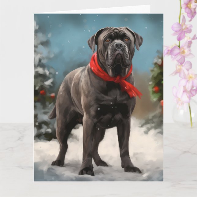 Tarjeta Cane Corso Dog en Navidades de nieve (Orquídea)