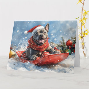 Tarjeta Cane Corso Dog in Sledge Let it Snow Navidades