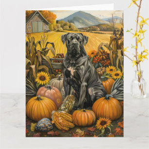Tarjeta Cane Corso Dog Otumn Harvest Acción de Gracias