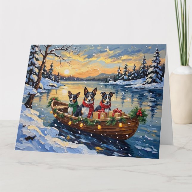 Tarjeta Cane Corso Navidad Barco Fiesta (Anverso)
