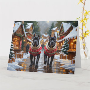 Tarjeta Cane Corso Perros Navidades Vacaciones de Nieve