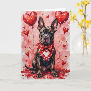 Tarjeta Cane Corso San Valentín Perro Sentado con Corazone