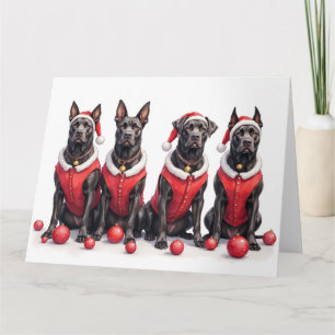 Tarjeta Cane Corso vestido de Navidad con sombrero de Sant