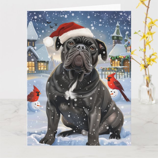 Tarjeta Cane Corso Winter Navidades Wonderland Alegría (flor amarilla)