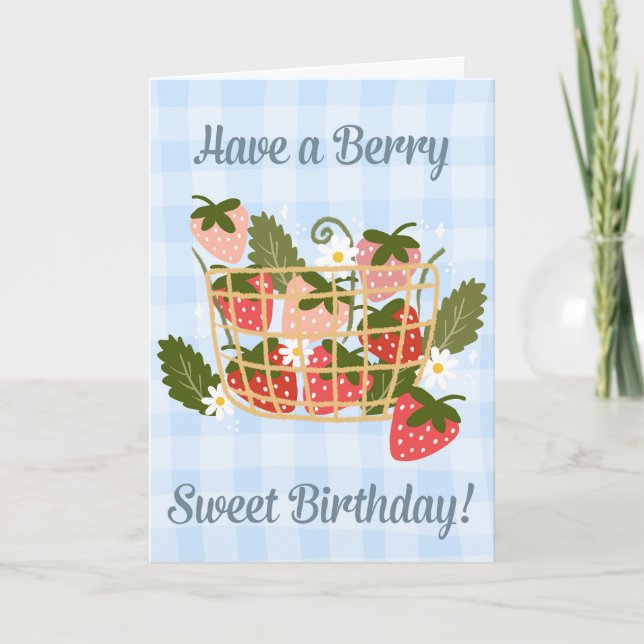 Tarjeta Canela de Cumpleaños Fresca de Fresa (Anverso)