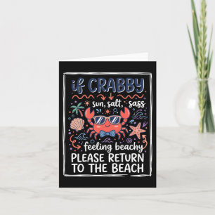 Tarjeta Cangrejo de playa lindo si está gruñón con gafas d
