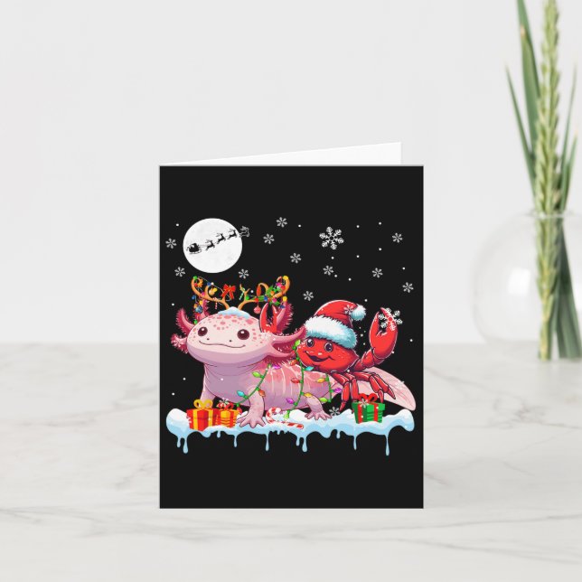 Tarjeta Cangrejo de Santa Cruz montando Navidades de renos (Anverso)