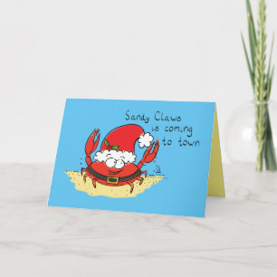 Tarjeta Cangrejo Lindo Navidad Divertido Día Festivo Santa