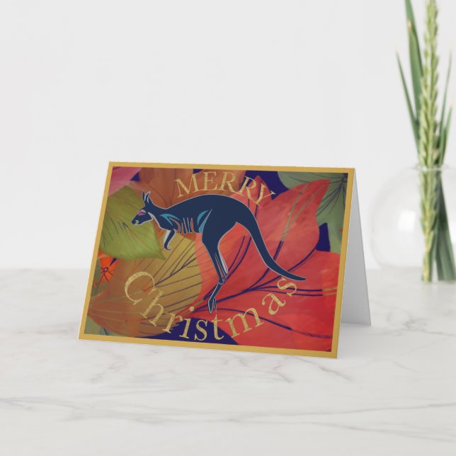 Tarjeta Canguro australiano Feliz Navidad (Anverso)