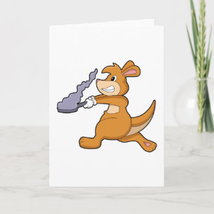 Tarjeta Canguro como cocinero con sartén