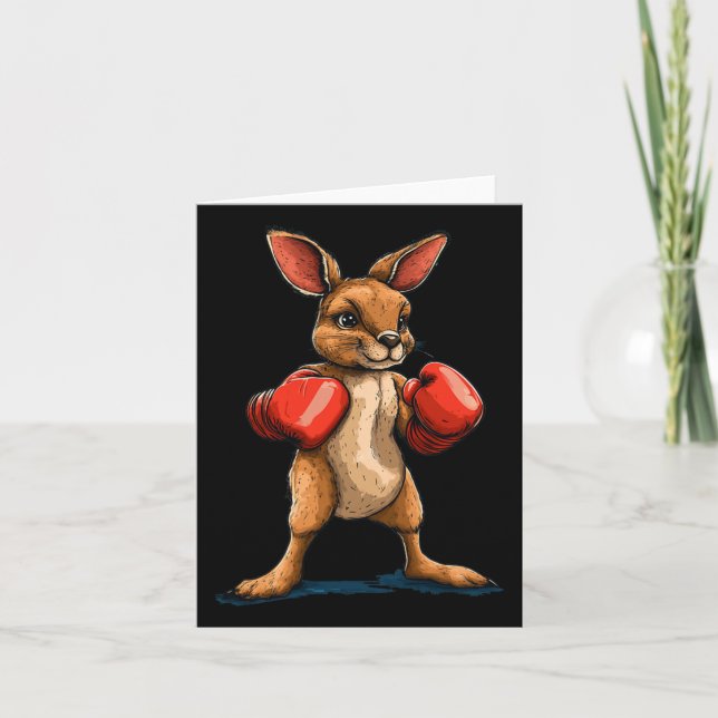 Tarjeta Canguro De Boxer Para Un Vibe De Lucha Divertida (Anverso)