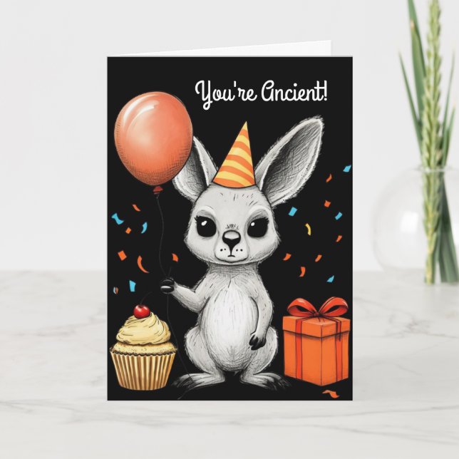Tarjeta Canguro de cumpleaños divertido con vector Gorra F (Anverso)