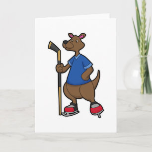 Tarjeta Canguro en hockey sobre hielo con palo de hockey s