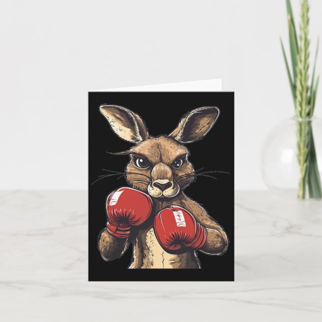 Tarjeta Canguro Loco Con Guantes De Boxeo Para Un Golpe Sa (Anverso)