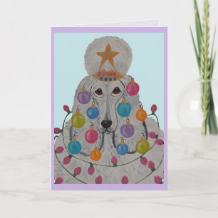 Tarjeta Caniche Decorado para Navidad