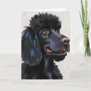 Tarjeta Caniche Negro   Perro Acuarela Mascota